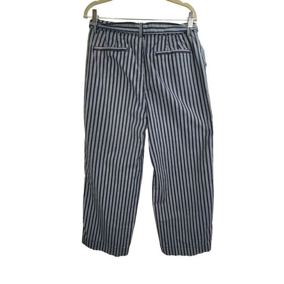 Time and Tru Blue Stripe Belted Cotton Blend Wide Leg Pants Size 14 - Picture 2 of 8